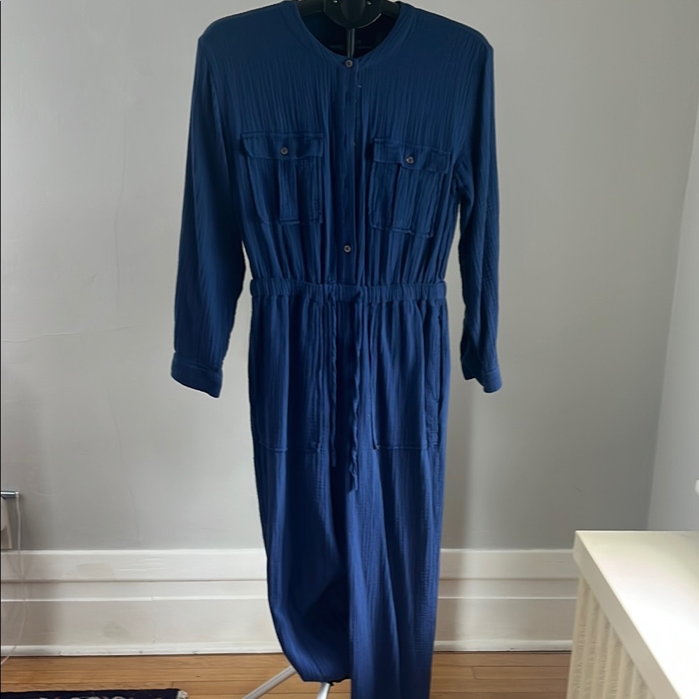 Madewell Blue Buttoned  Jumpsuit